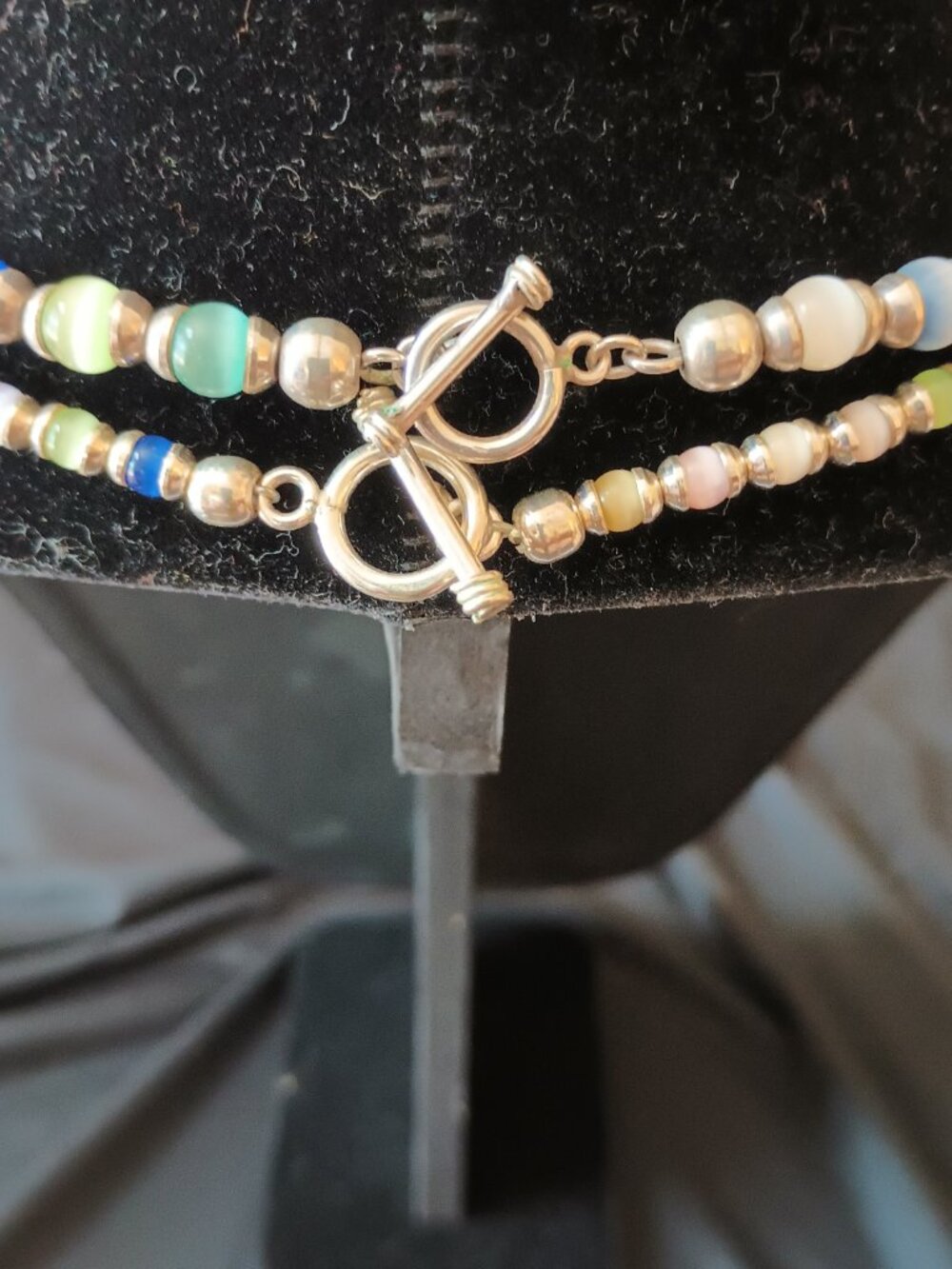Glass Bead Sterling Silver Set Includes 2 Bracelets, 2 Bracelets, and Earrings - Picture 4 of 8